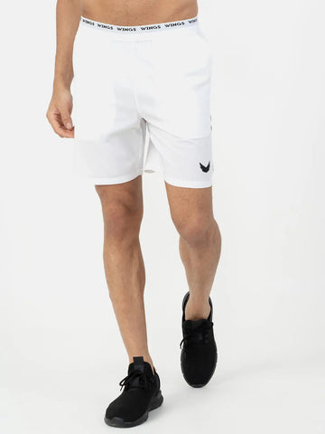Elastic Waist with Reflective Stripe Open Cut Shorts - White