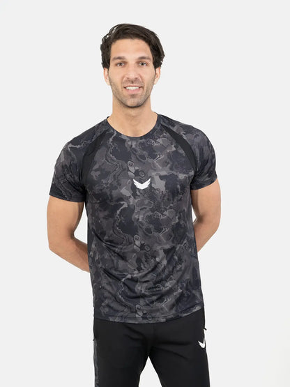 Dri-Fit Full Camouflage Short Sleeve T-shirt - Black/Gray