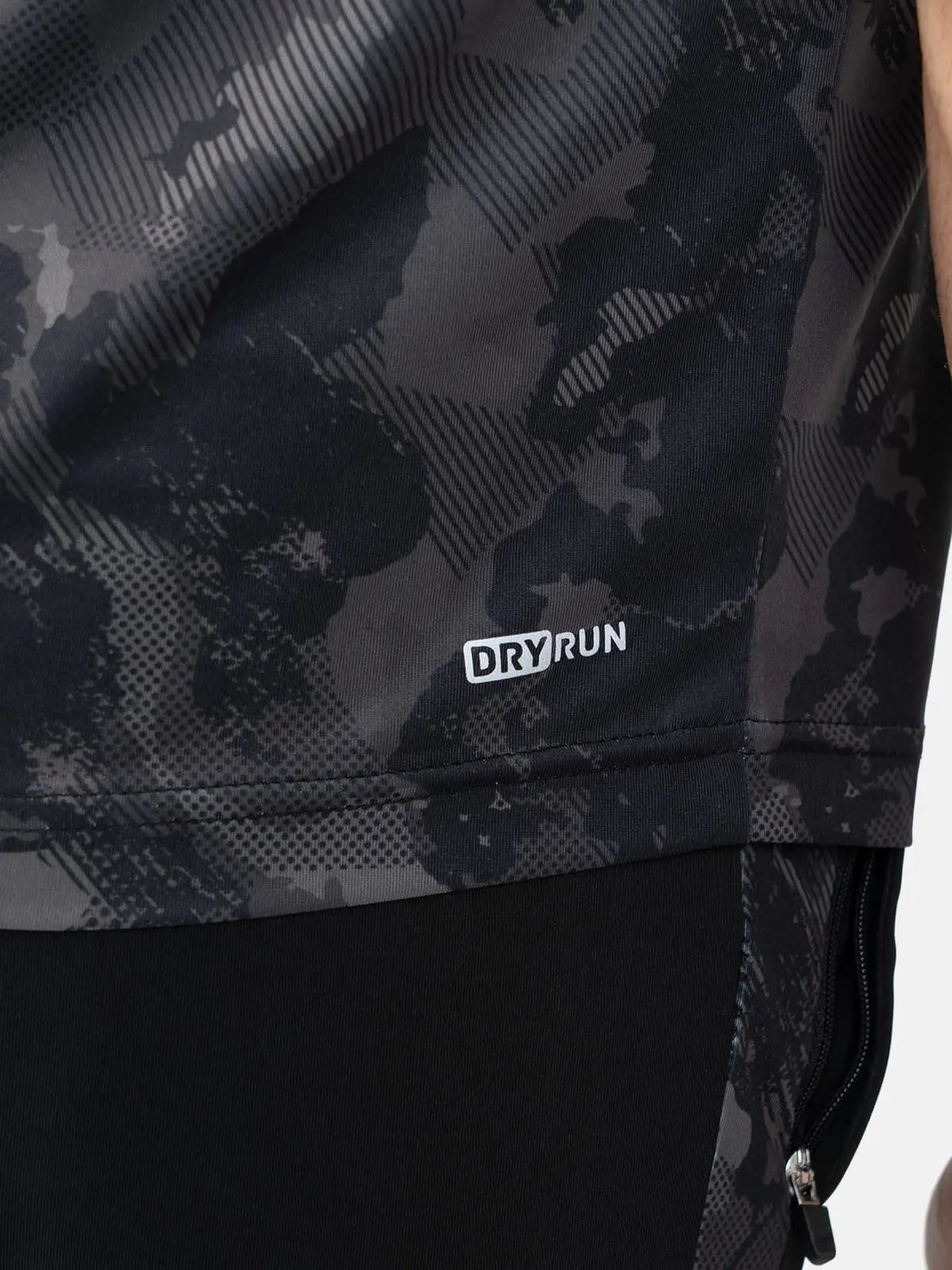 Dri-Fit Full Camouflage Short Sleeve T-shirt - Black/Gray