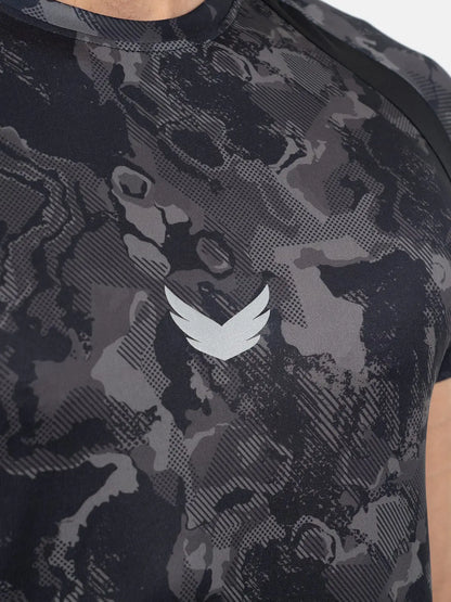 Dri-Fit Full Camouflage Short Sleeve T-shirt - Black/Gray