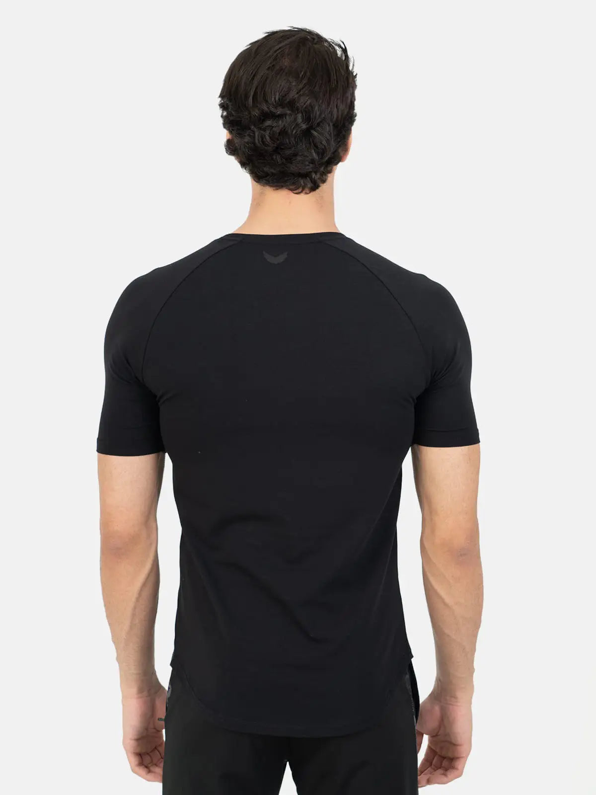 Curved Hem Basic Short Sleeve Training T-Shirt - black