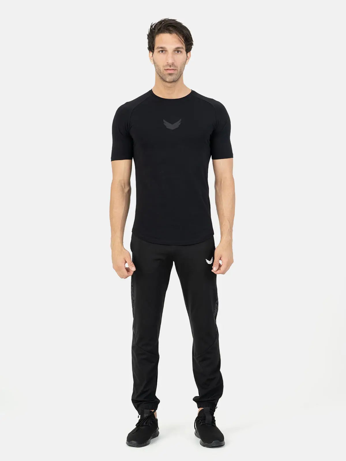 Curved Hem Basic Short Sleeve Training T-Shirt - black