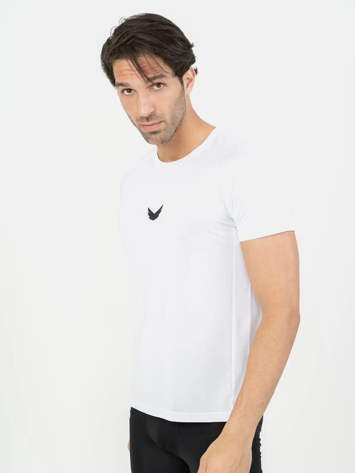 Curved Hem Basic Short Sleeve Training T-Shirt - white 