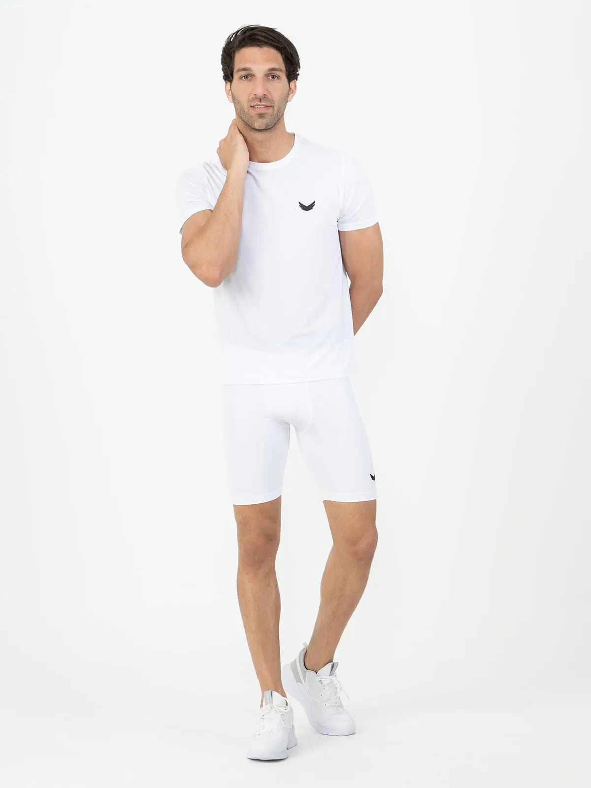 Wings Compression Long Training Shorts – White