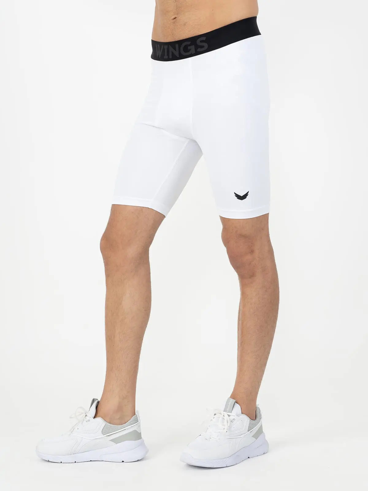Wings Compression Long Training Shorts – White