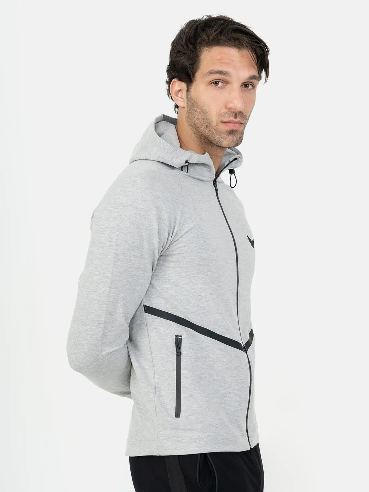 Wings Front Stripe Full-Zip Training Hoodie – Grey