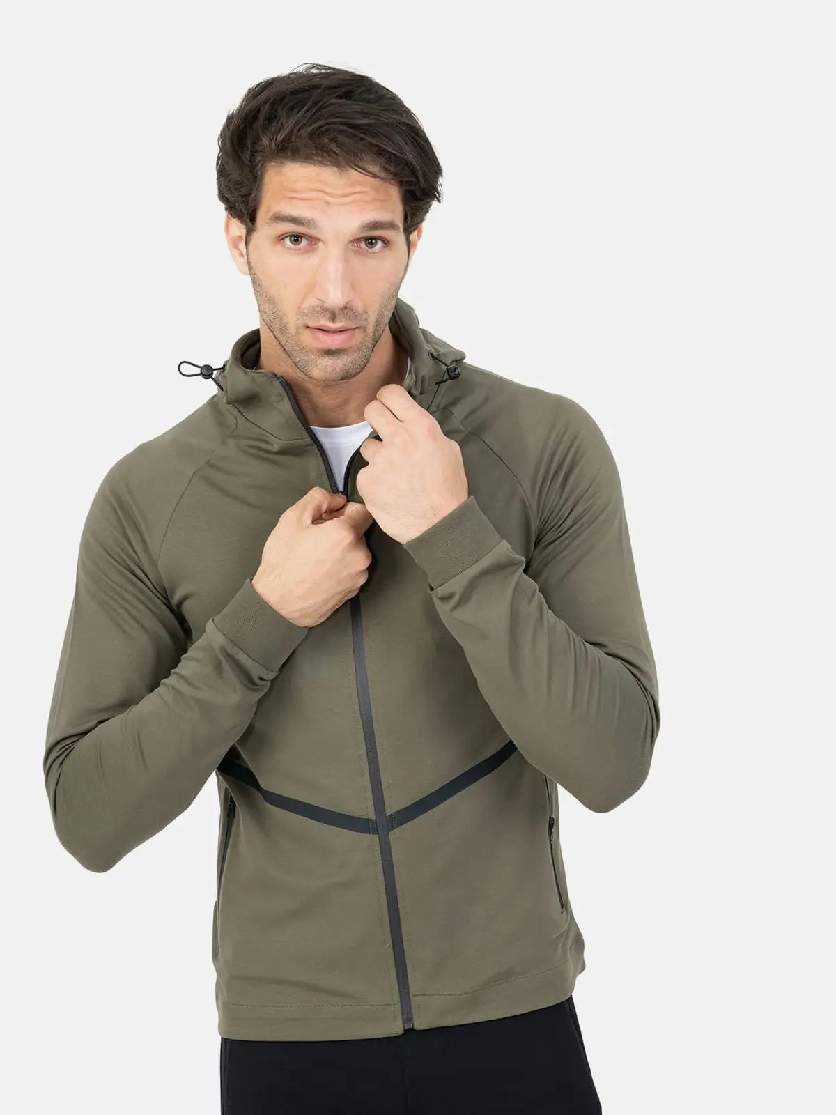 Wings Front Stripe Full-Zip Training Hoodie – Olive